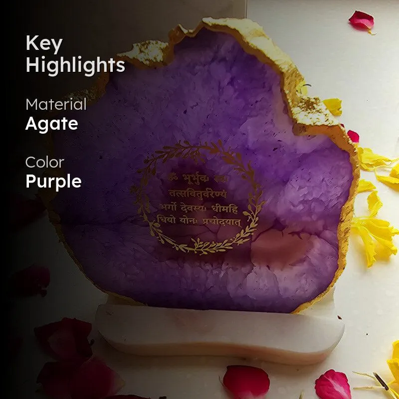 Sacred Gayatri Mantra Tealight Candle Holder - Purple media 2