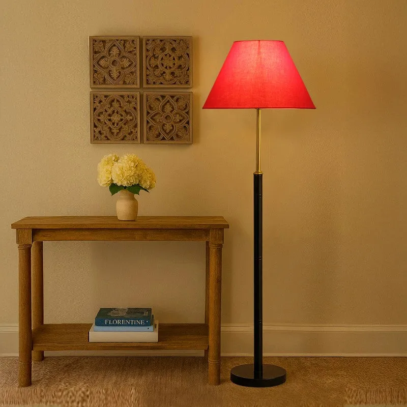 Halo Beam Wooden Floor Lamp - Orange media 1