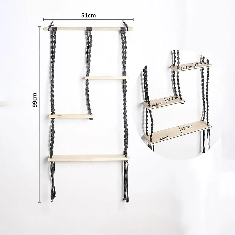 Knotra Macrame Wall Shelf - Black media 6