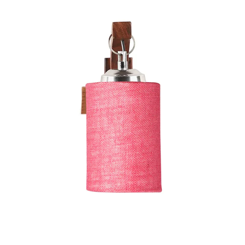 Forma Cylindrical Fabric & Wooden Wall Lamp - Pink media 4
