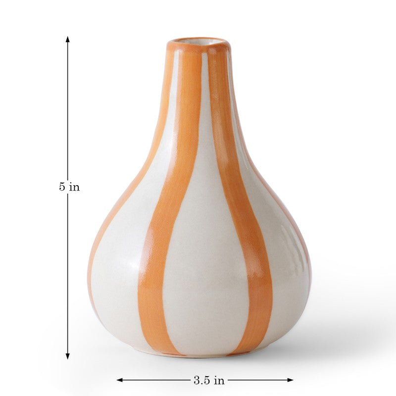 Waveon Ceramic Flower Vase - White,Orange media 10