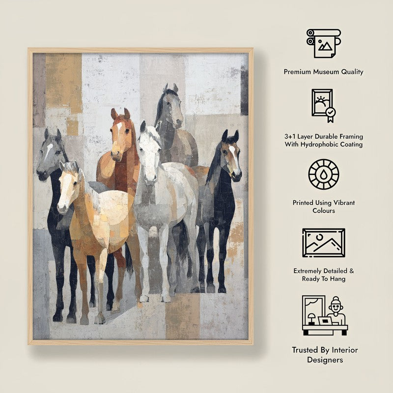 Stylized Horse Painting With Brown Frame media 10