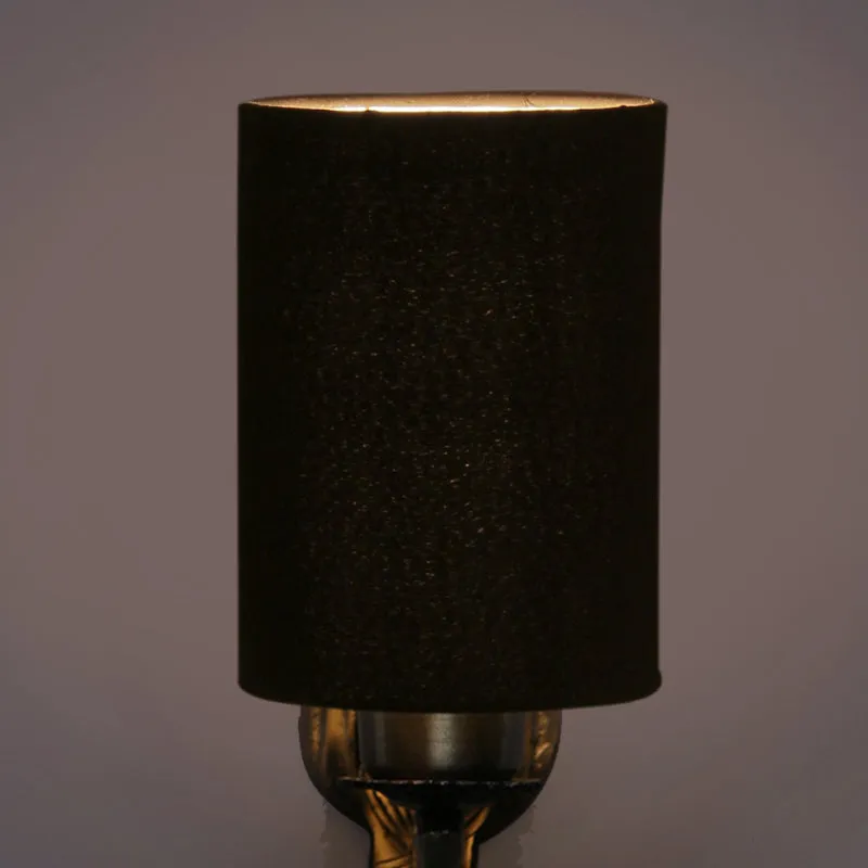 Love Gleam Atva Cylindrical Fabric & Metal Wall Lamp - Black media 4