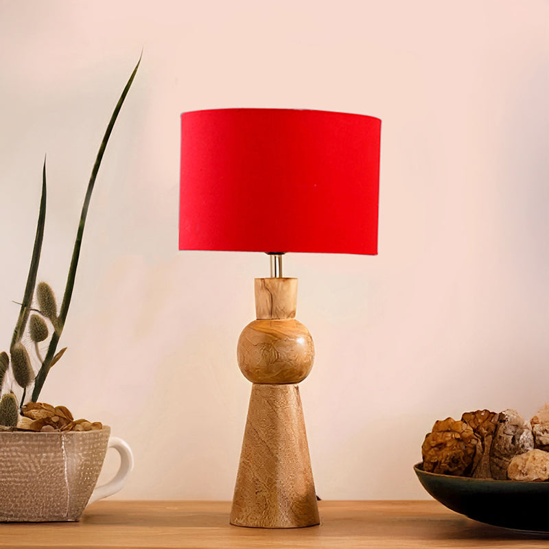Angler Wooden Table Lamp - Red,Brown media 2