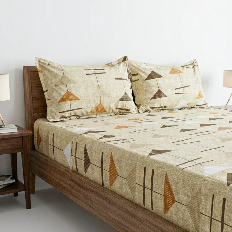 Arrow Truce Cotton Bedsheet (Light Brown) - 144 TC media 3