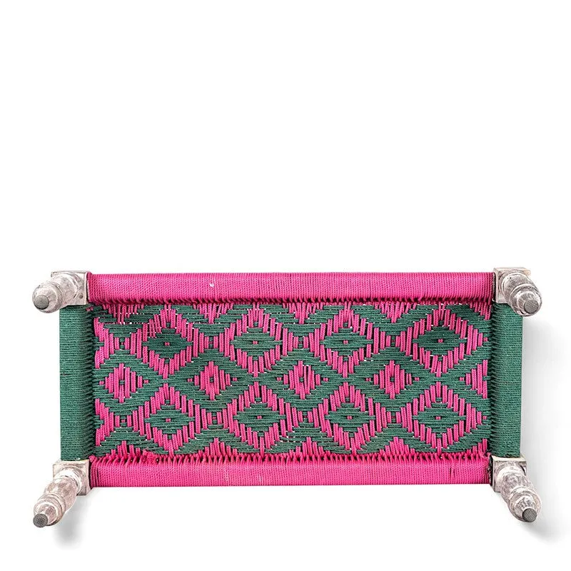 Foxen Sheesham Wooden Bench - Green,Pink media 4