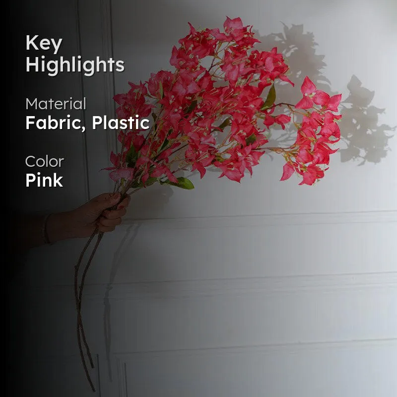 Faux Pink Bougainvillea Plastic Flower Stick (36 CM) - Set Of Two media 2