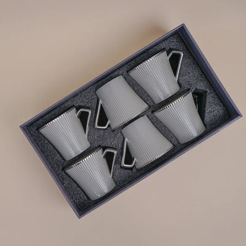Thira Porcelain Tea Cup (180 mL Each/Grey) - Set of Six media 7