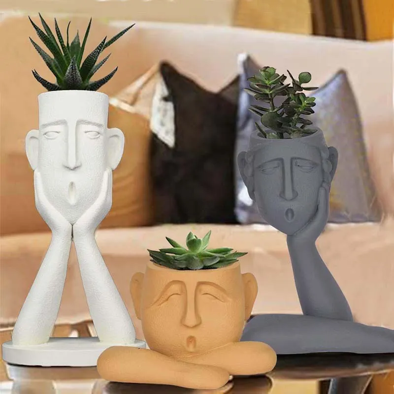 Awe & Grow Painted Resin Planter - Set Of Three media 3
