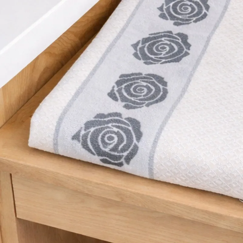 Rosette Cotton Hand & Bath Towel (Grey & White) - Set of Two media 4