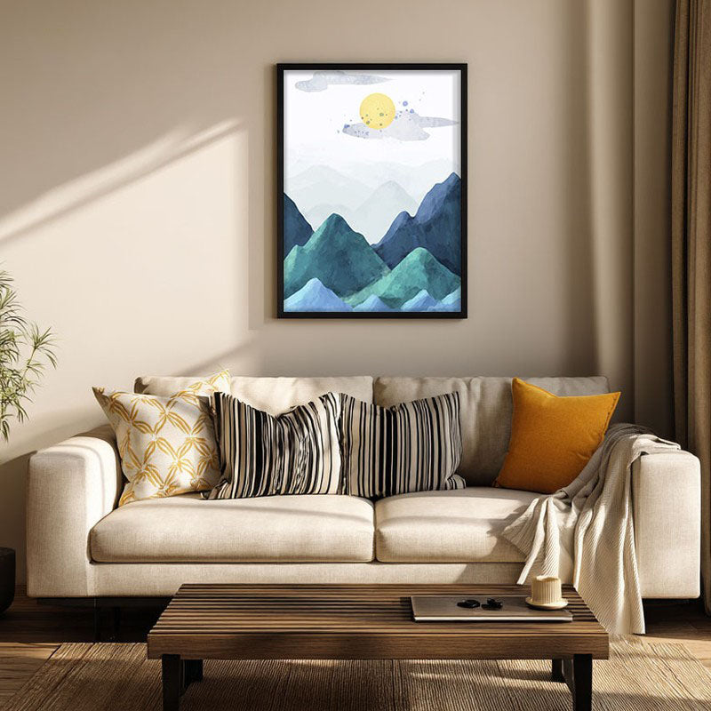 Blue Peaks Archival Paper Wall Art With Frame