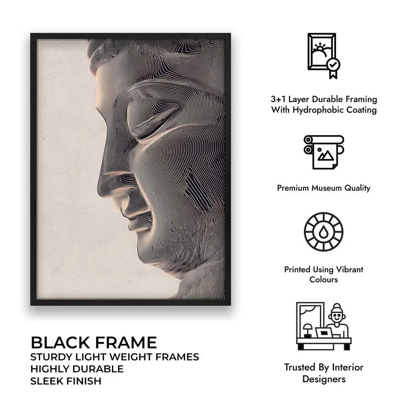 Stone Silence Buddha Wall Painting With Black Frame media 9