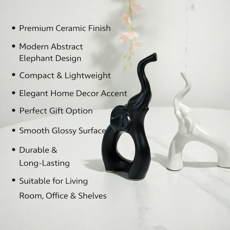 EbonyElephant Ceramic Showpiece - Set of Two media 5