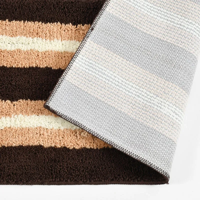 Striata Micro Fiber Runner Rug - Brown & Beige media 4