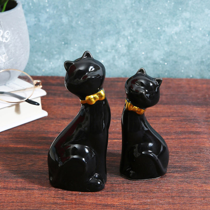 Kitty Duo Resin Showpiece (White & Orange) - Set Of Two
