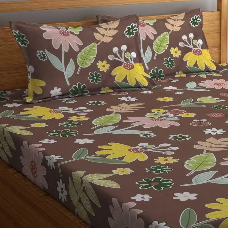 Wildflower Wonder Fitted Microfiber Bedsheet - 300 GSM media 3