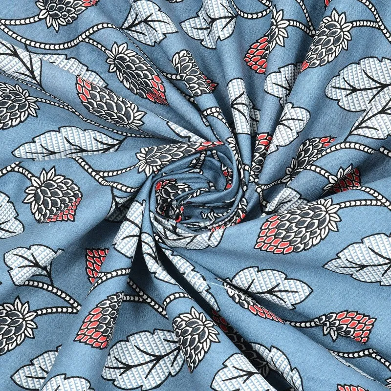 Crafta Cotton Bedsheet (Blue,White) - 240 TC media 5