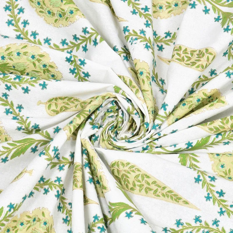 Ambi Bliss Cotton Bedsheet (White,Green) - 180 GSM media 8