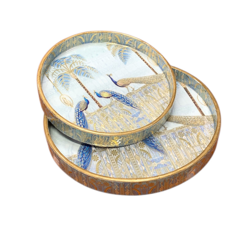 Mayurika Garden Wood Serving Tray (Round) - Set Of Two media 4