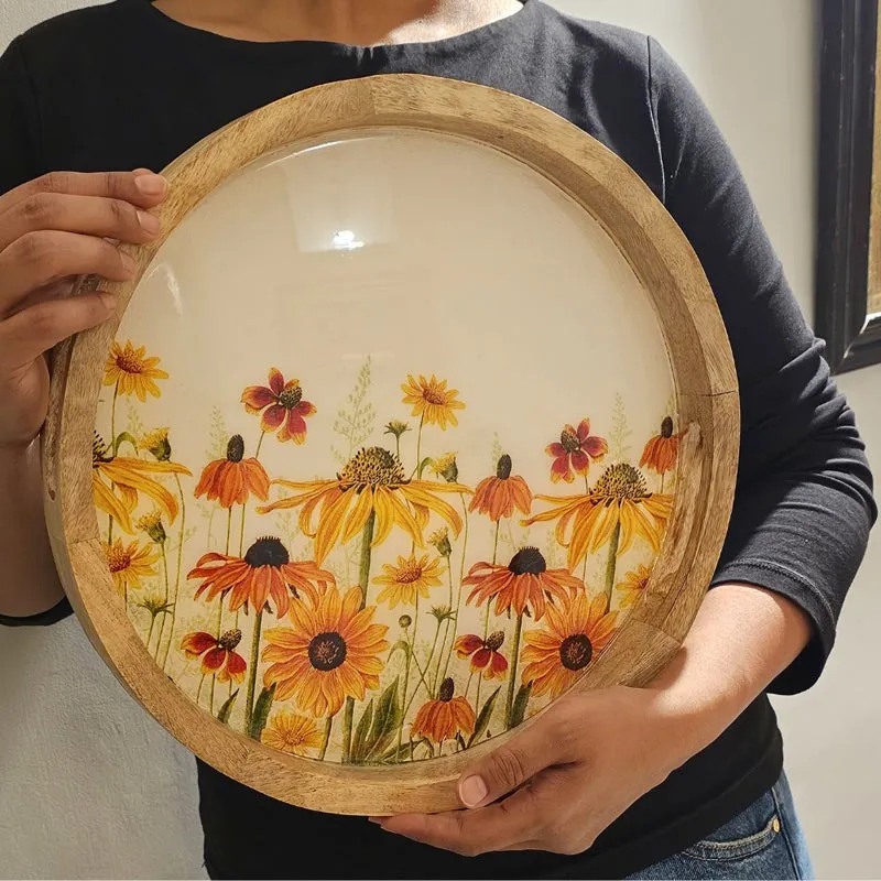 Sunflower Fileds Wood Serving Tray media 7