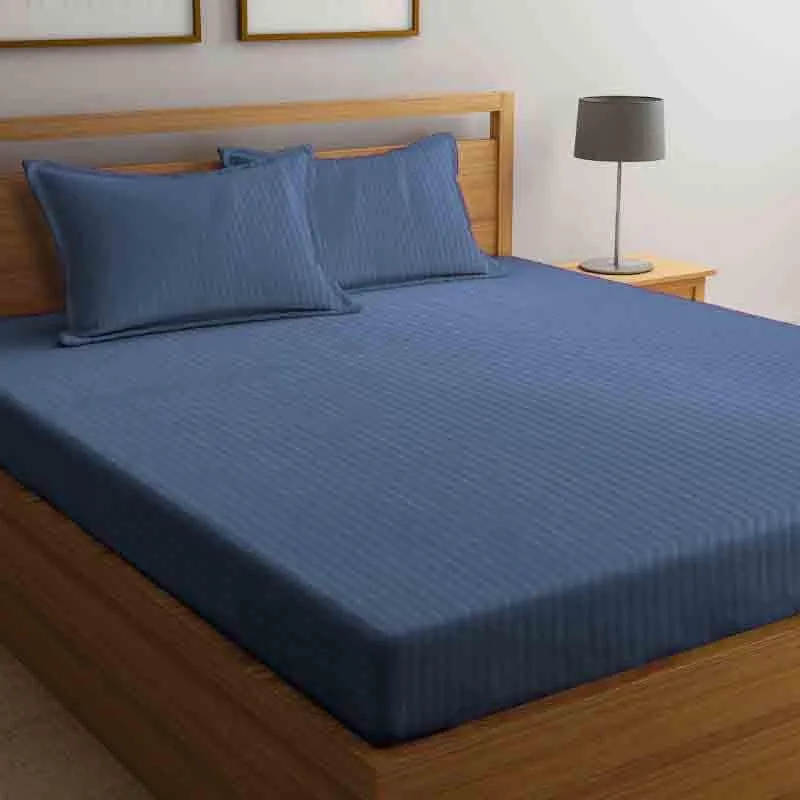 Striped Wonder Bedsheet (Dark Blue) - 140 GSM media 3
