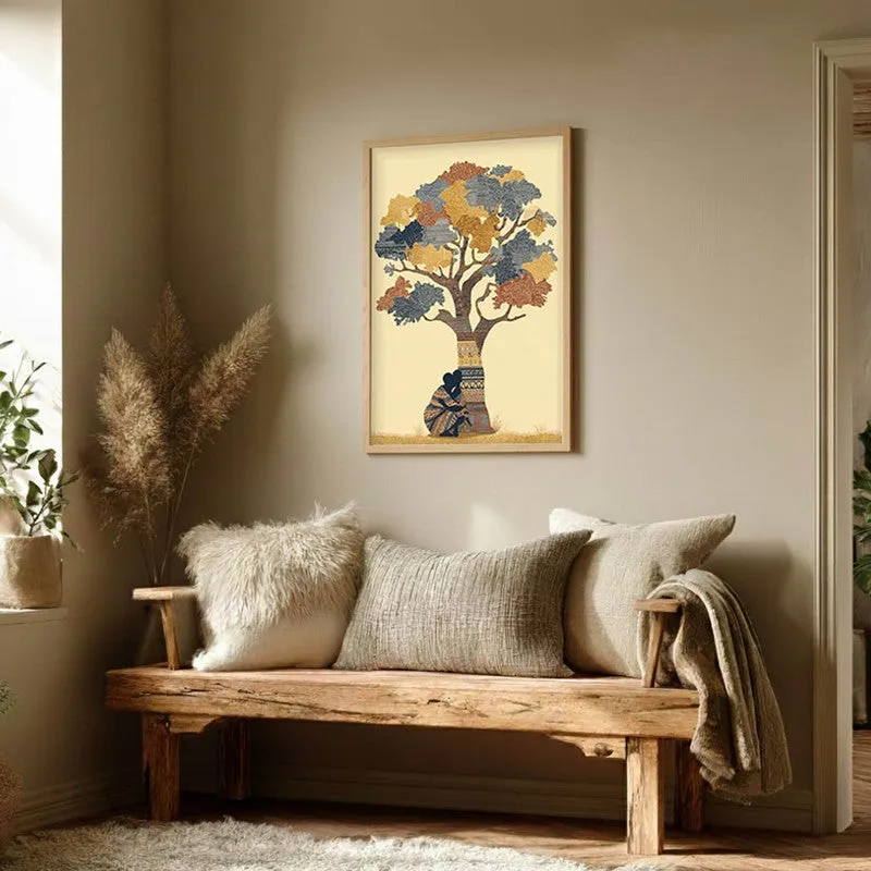Kalpavriksha Canvas Wall Painting With Brown Frame media 7