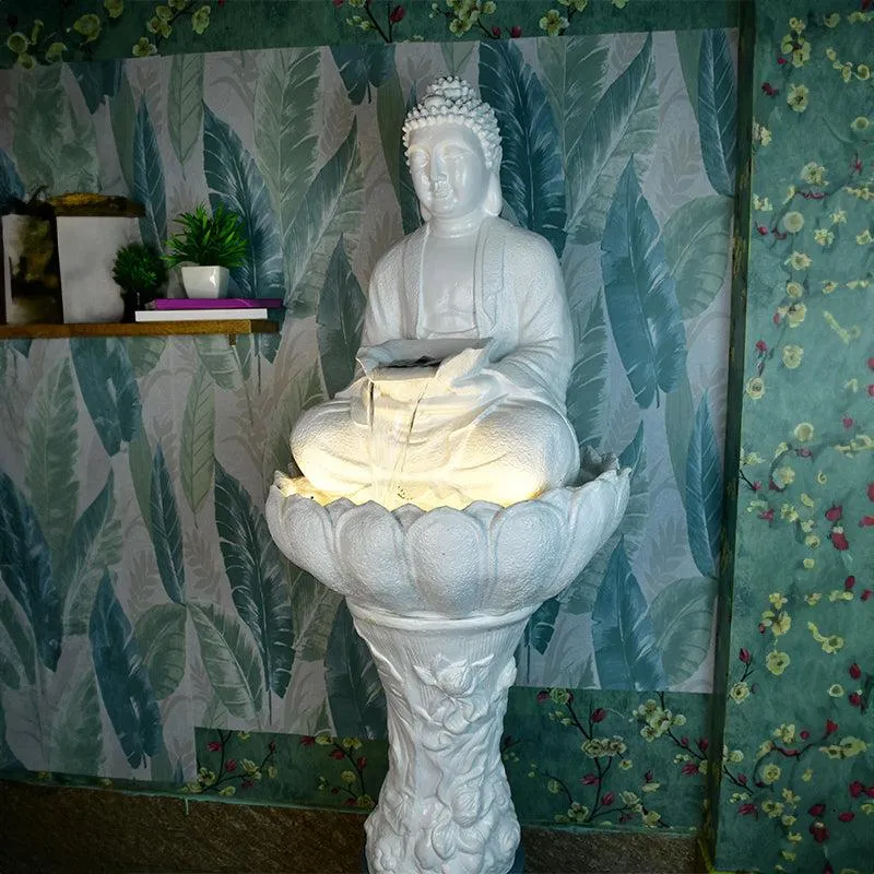 White Buddha Kamal Showpiece media 1
