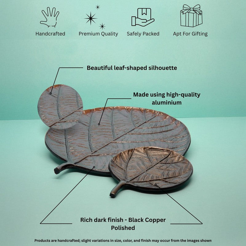 Leaf Stitch Aluminum Platter - Set of Two media 3