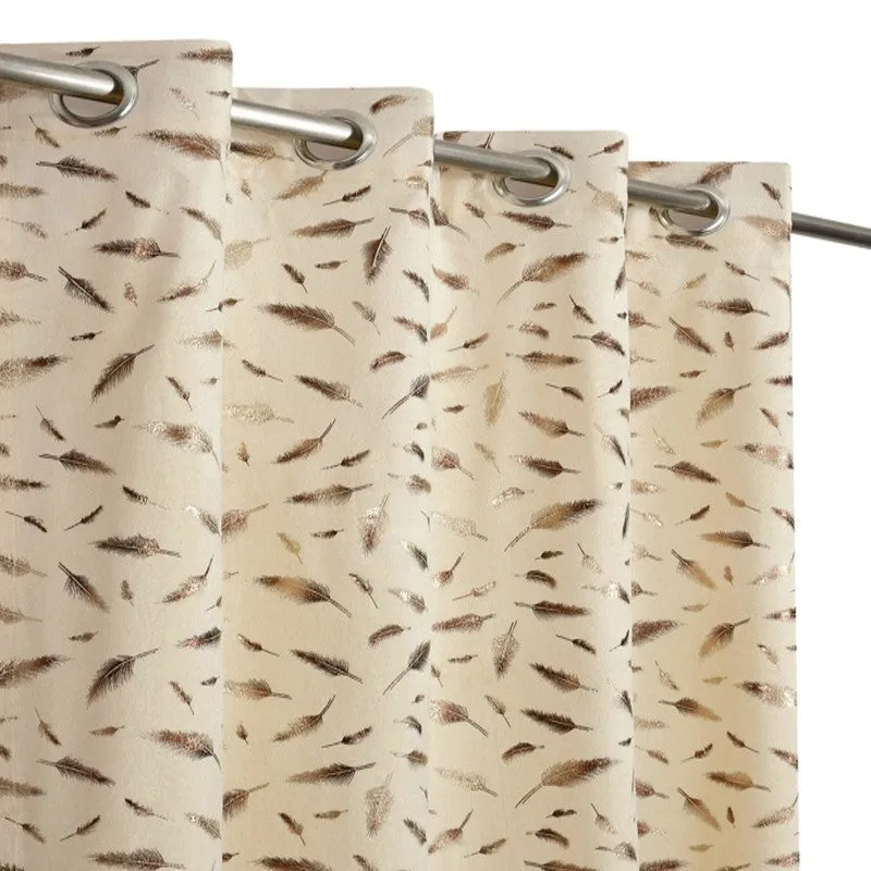 Glow Mist Printed Velvet Curtain - Ivory,Gold media 3