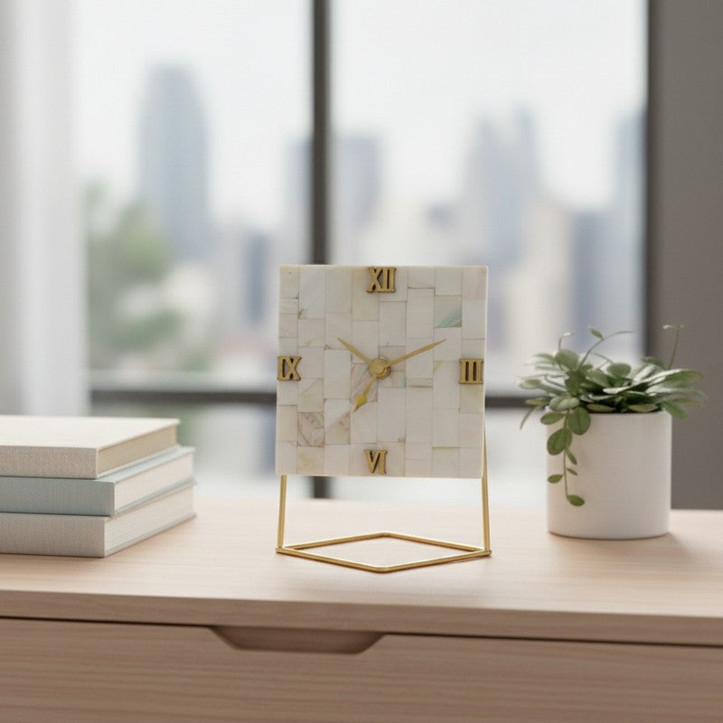 Tatsya Handcrafted Mother Of Pearl Table Clock media 3
