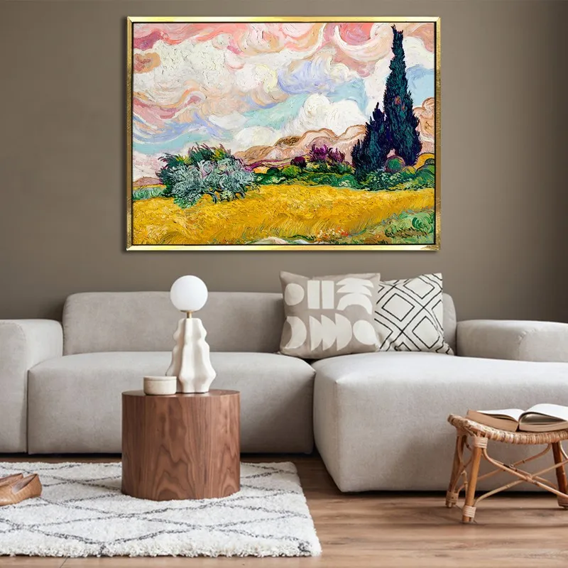 Cypress Silhouette Canvas Wall Painting With Frame media 4