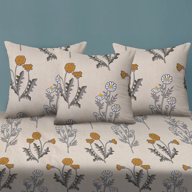 Marigold Motif Diwan Set - Six Piece Set media 4