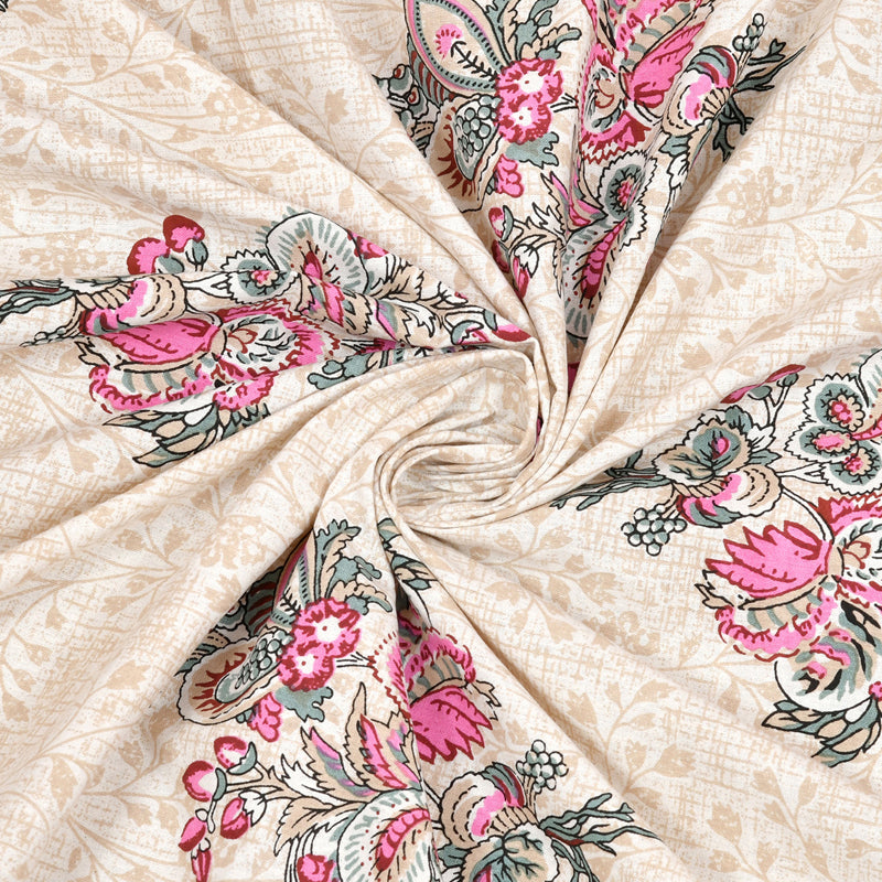 Ahana Floral Printed Cotton Bedsheet (Pink) - 144 TC media 6