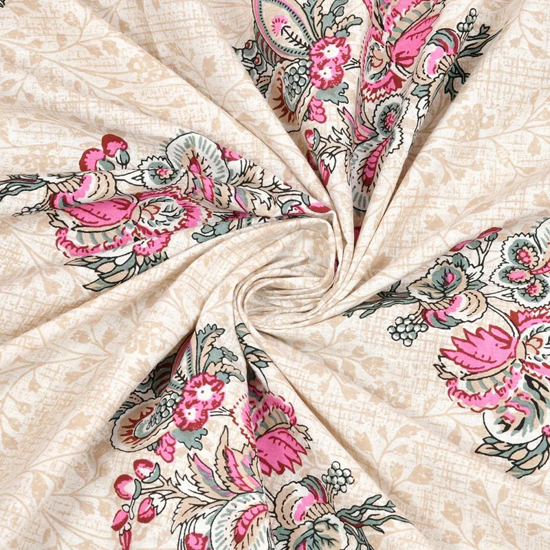 Ahana Floral Printed Cotton Bedsheet (Pink) - 144 TC media 6