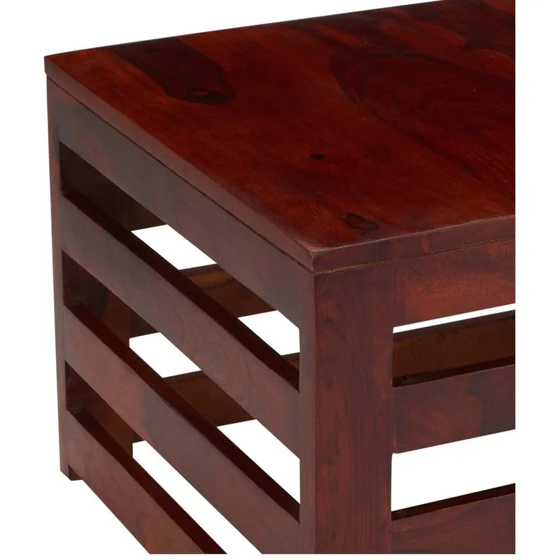 Pervon Sheesham Wooden Center Table - Deep Brown media 6