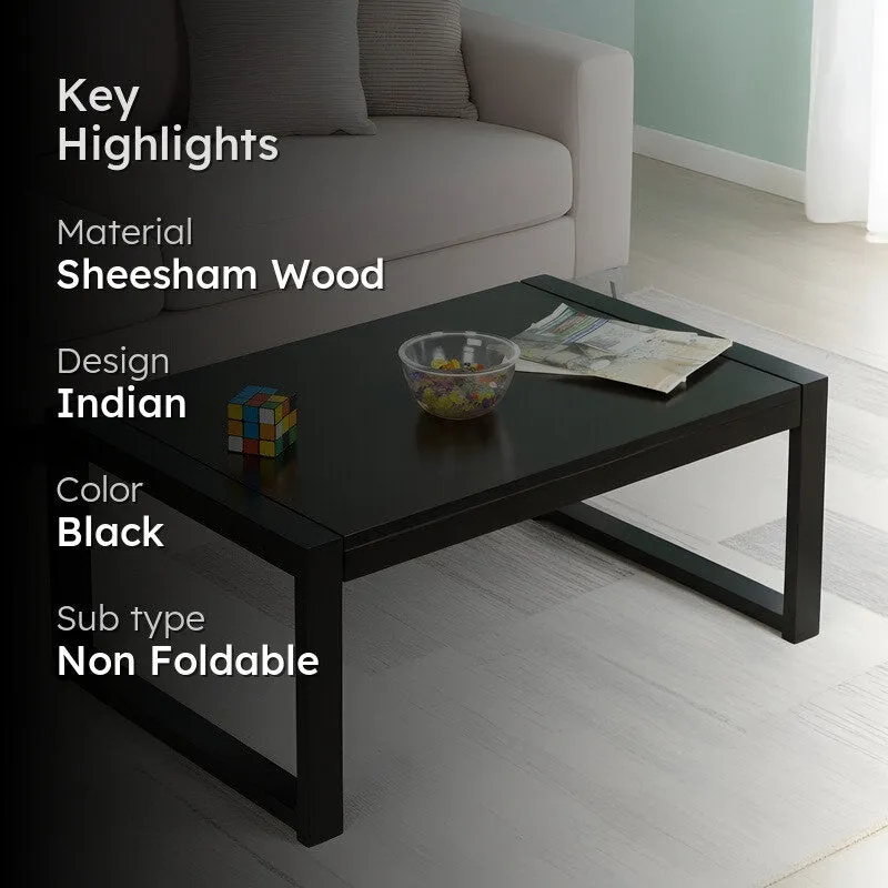 Yynex Sheesham Wooden Center Table - Black media 2
