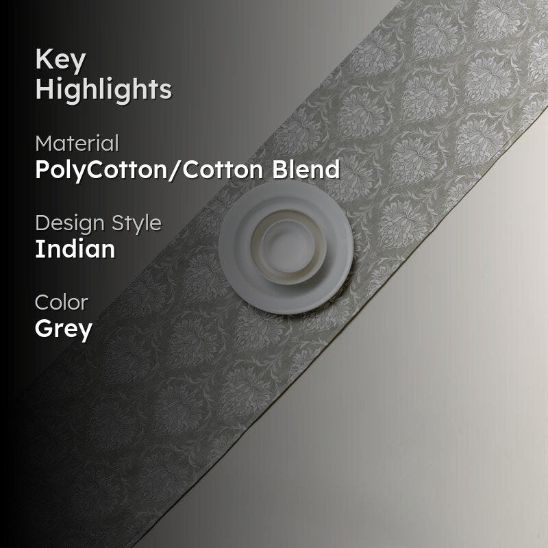 Pierre Paisley Jacquard Table Runner- Grey media 2