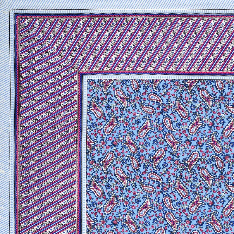 FloralNest Cotton Bedsheet (Blue) - 144 TC media 5