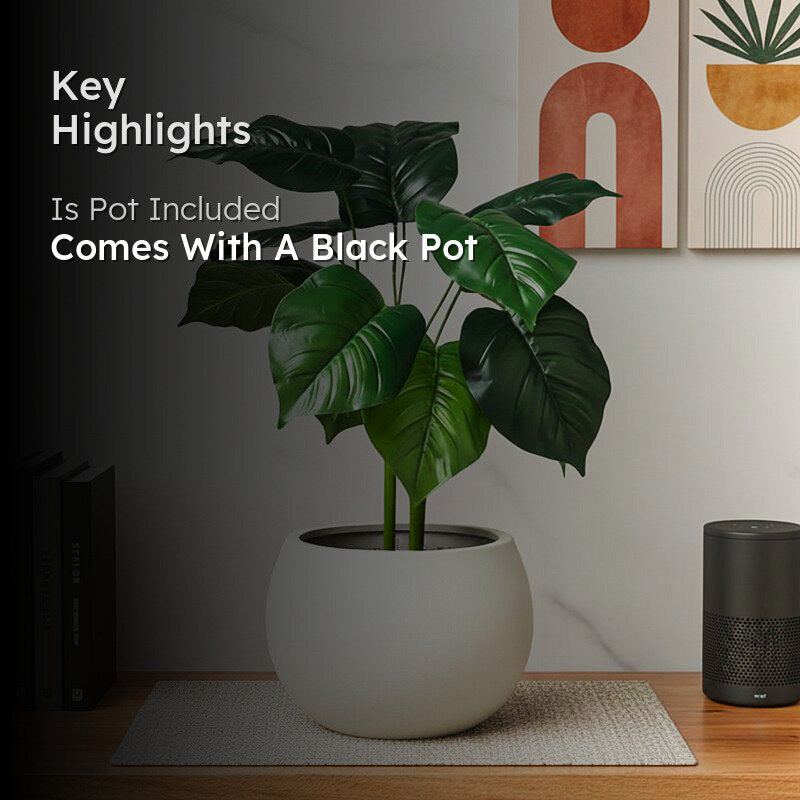 Faux Everlasting Congo Philodendron Plant With Black Plastic Pot - 58 cm media 2