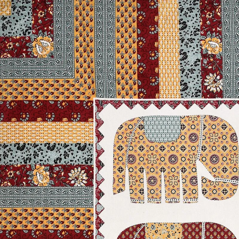 HaathiChhaap Cotton Bedsheet (Maroon) - 160 TC media 5