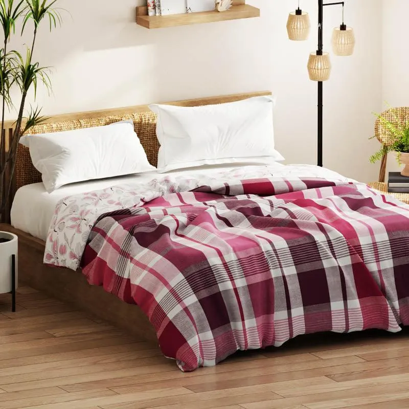 Cary Reversible Microfiber Comforter (Pink & Grape) - 150 GSM media 4