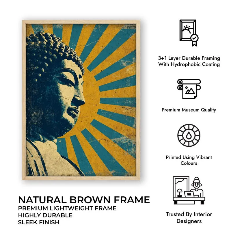 Buddha Celestial Petal I Mandala Archival Paper Wall Painting With Brown Frame media 9