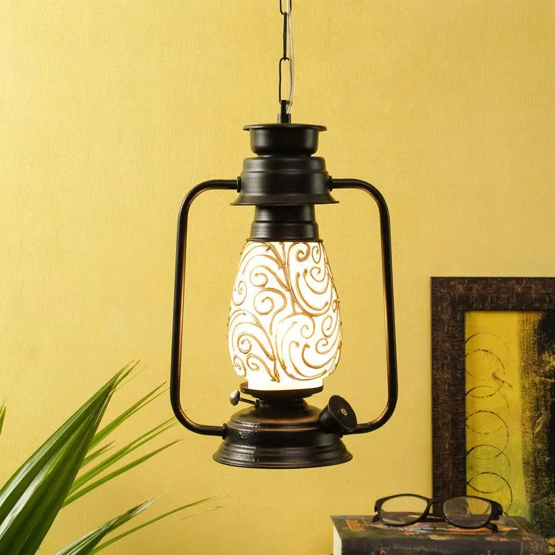 Saagar Mosaic Lantern Glass Ceiling Lamp - Black media 2