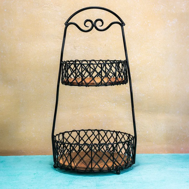 Harvest Metal Two-Tier Fruit Basket Stand media 4