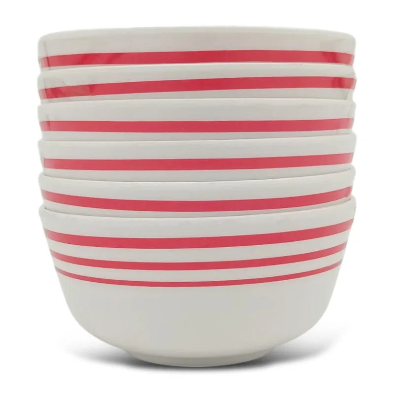 Red Lines Melamine Snack Bowls (300 mL Each) - Set of Six - 4