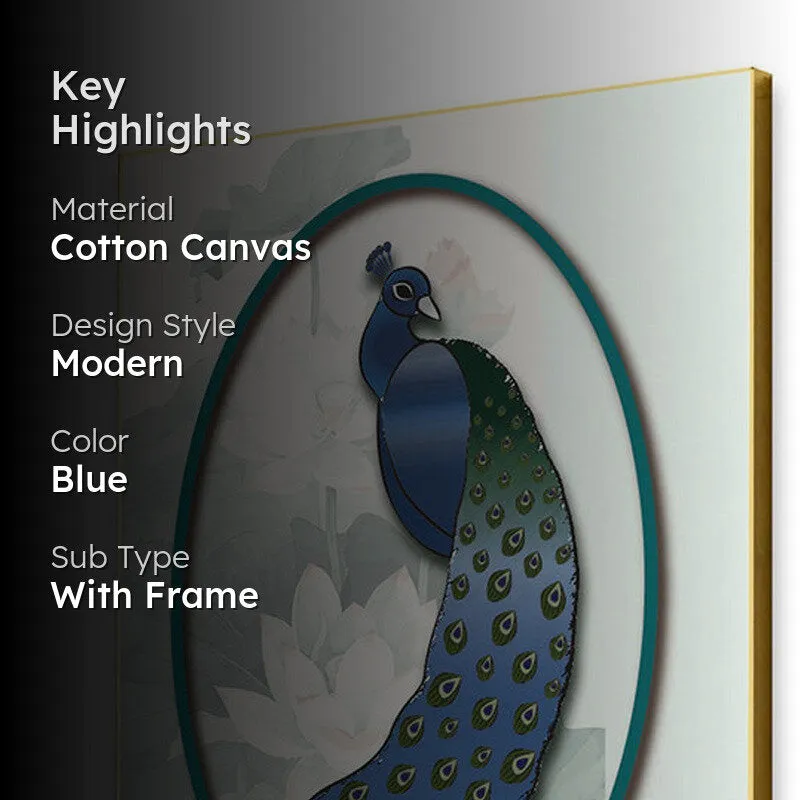 Peacock Portrait Wall Art with Gold Frame media 2