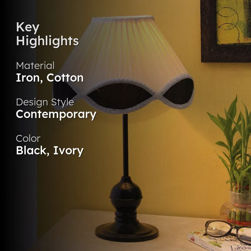 Ignaria Cotton Table Lamp With Iron Base - Ivory media 2