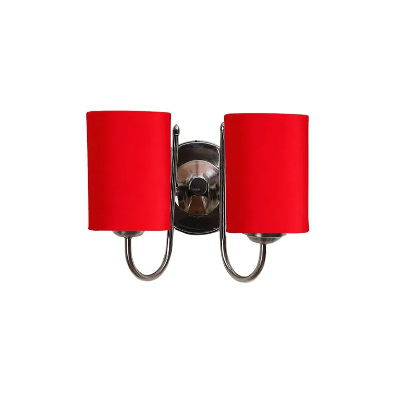 Veda Duo Cylindrical Fabric & Metal Wall Lamp - Red media 4