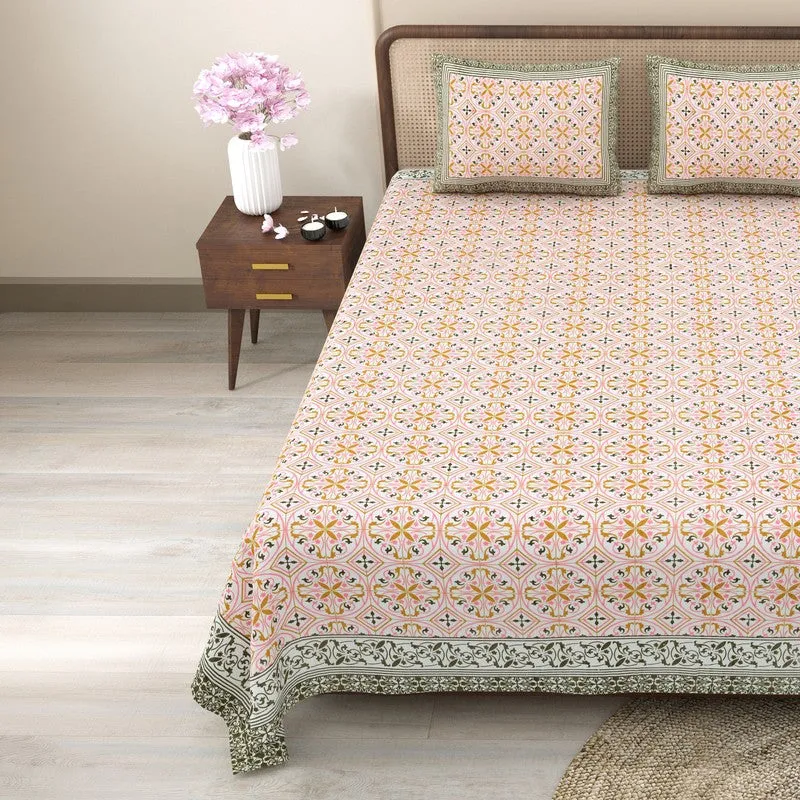 Nesten Cotton Bedsheet (Green Yellow) - 240 TC media 4