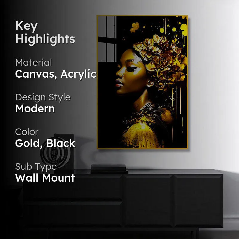 Nocturnal Shimmer Modern Canvas Wall Art With Frame - Gold media 2
